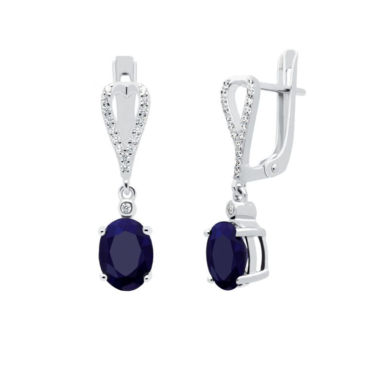 Sterling silver earrings with spinel and cubic zirconia
