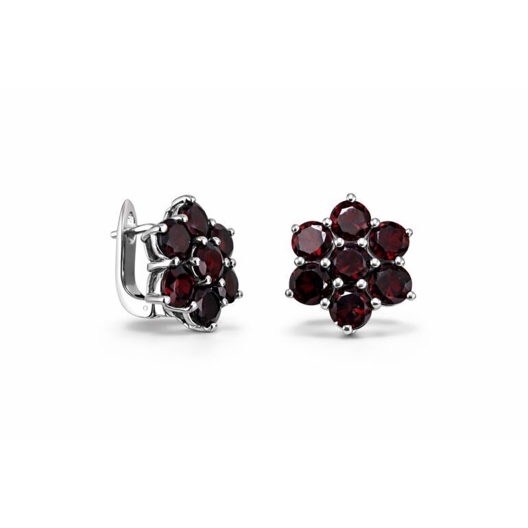 Sterling Silver Earrings With Garnet