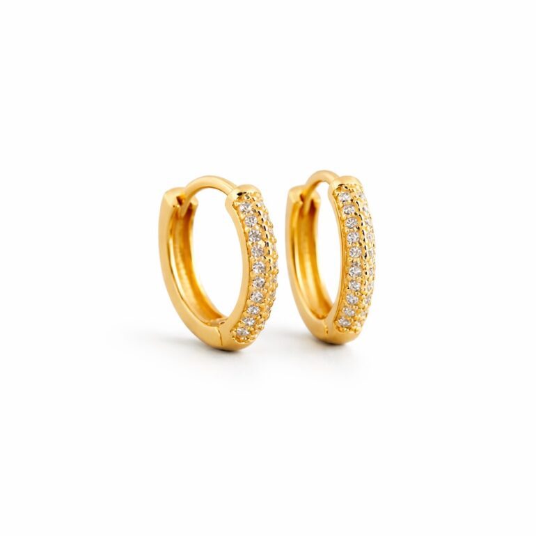 Paauksuoti sidabriniai auskarai rinkutės su cirkoniais