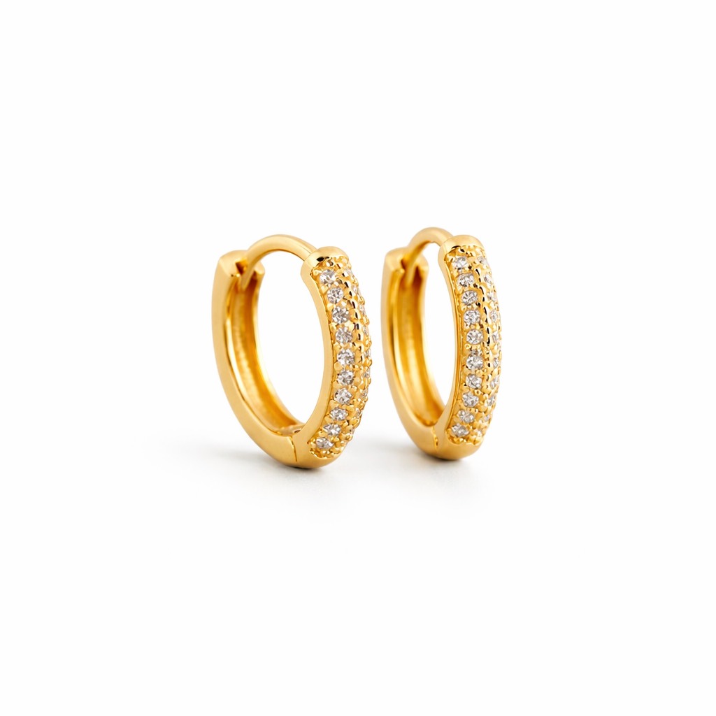 Paauksuoti sidabriniai auskarai rinkutės su cirkoniais