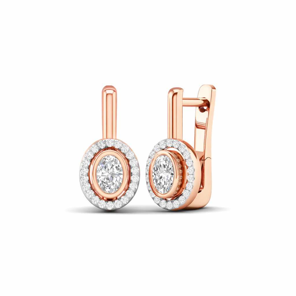 A luxurious rose gold earrings with diamonds
