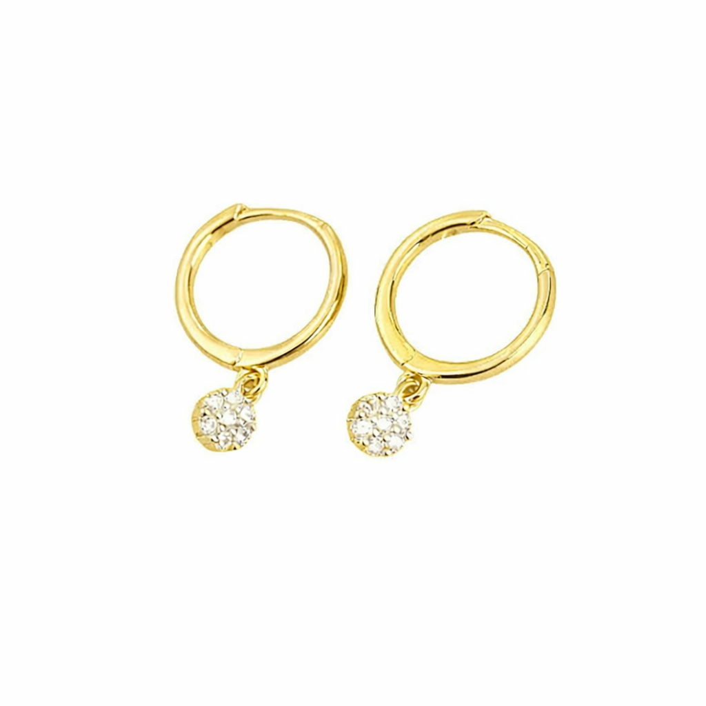 Yellow gold plated sterling silver hoop earrings with cubic zirconia