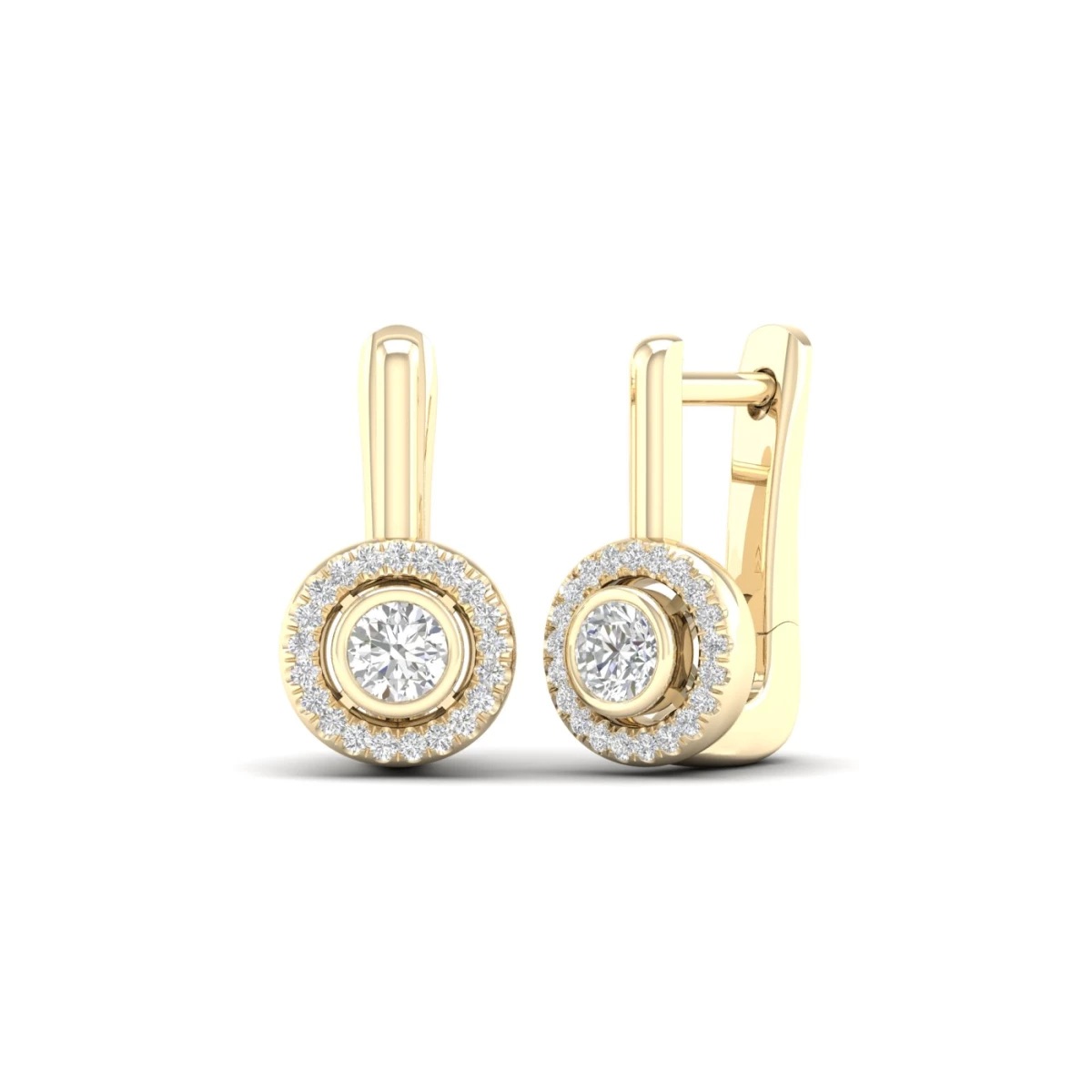 A luxurious yellow gold earrings with diamonds