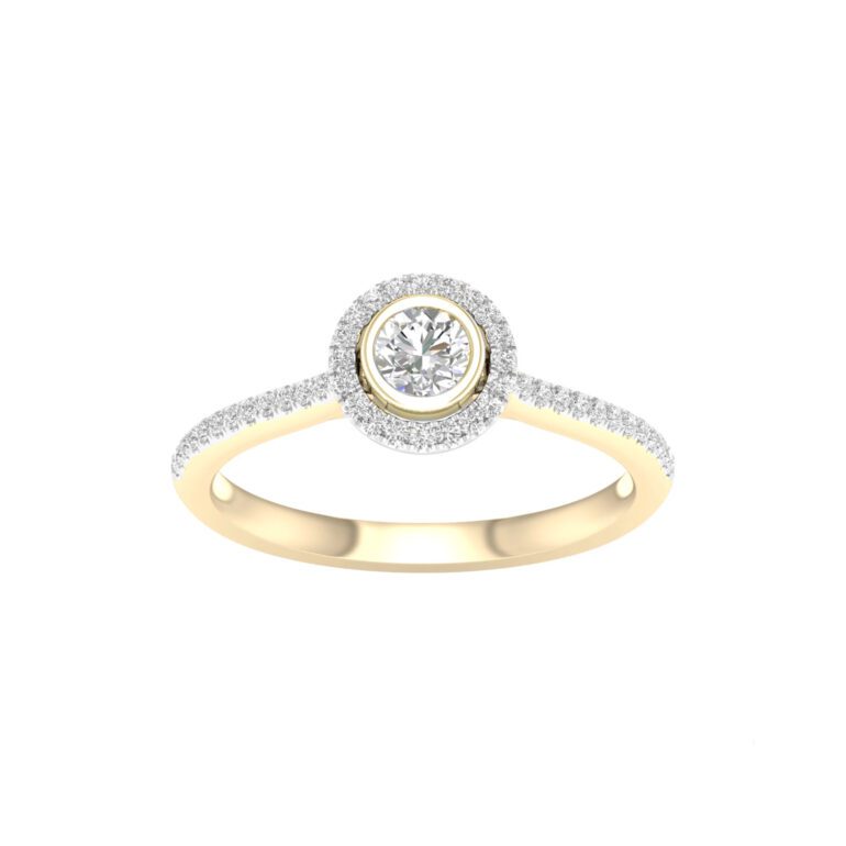 Geltono aukso žiedas su deimantais