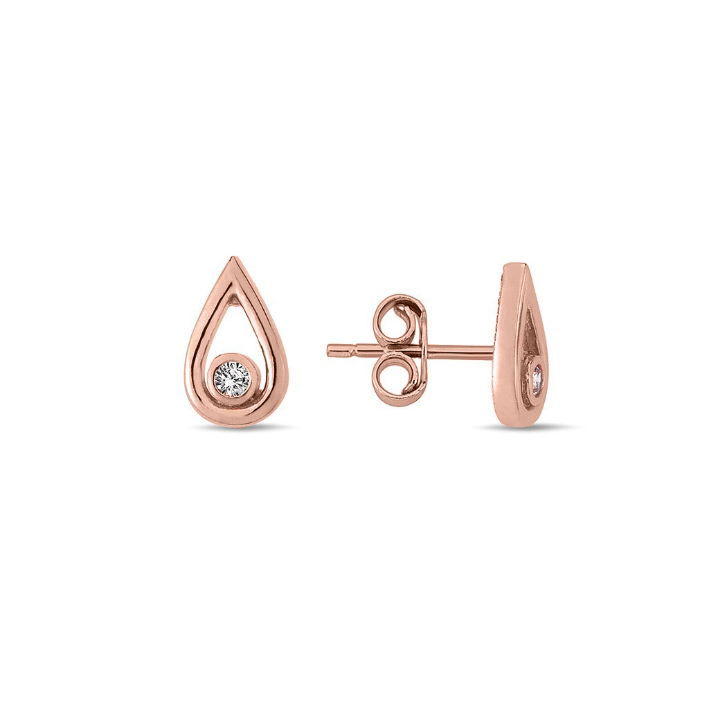 Rose gold stud earrings with cubic zirconia