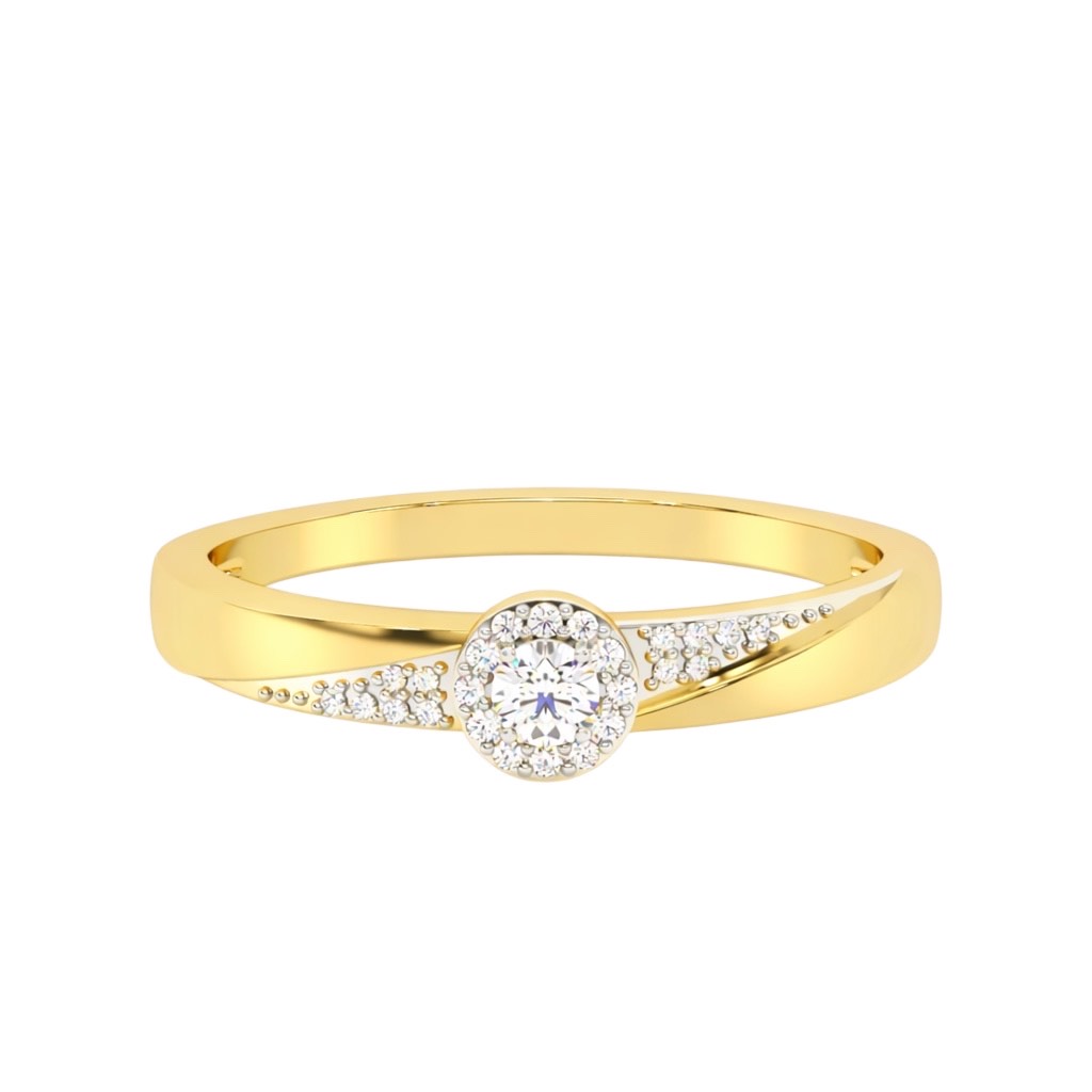 Geltono aukso žiedas su deimantais