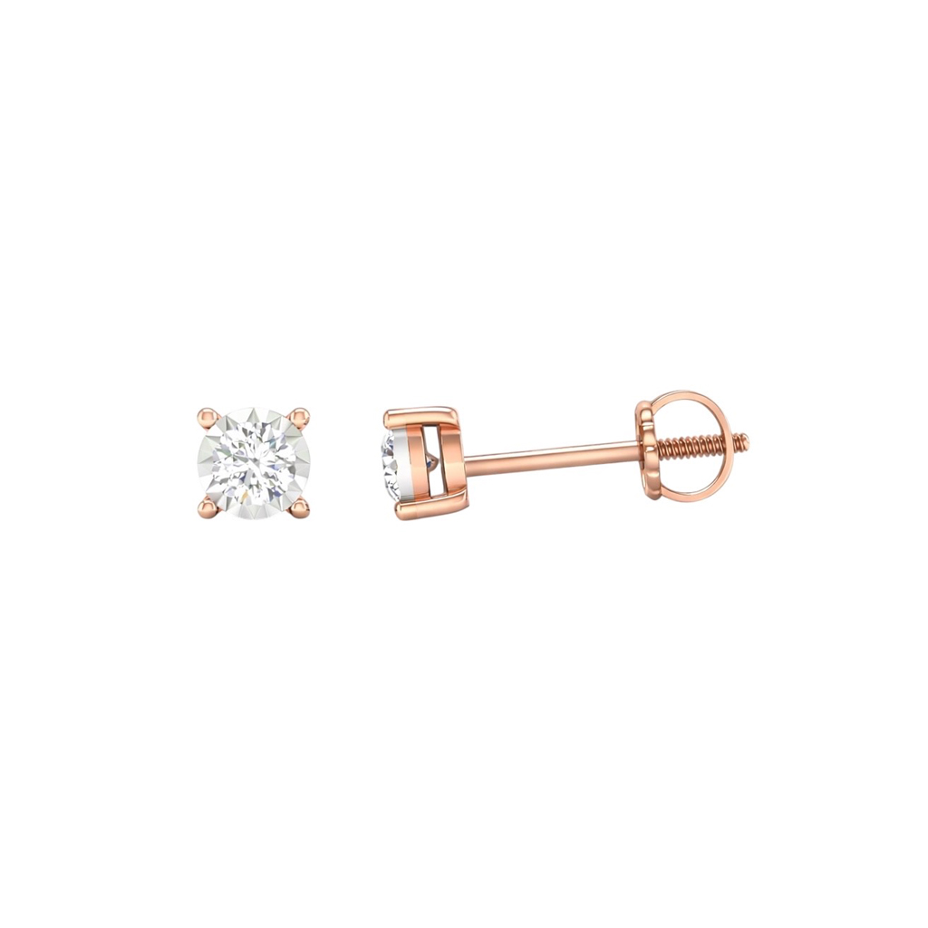 Rose gold screw back earrings with diamonds