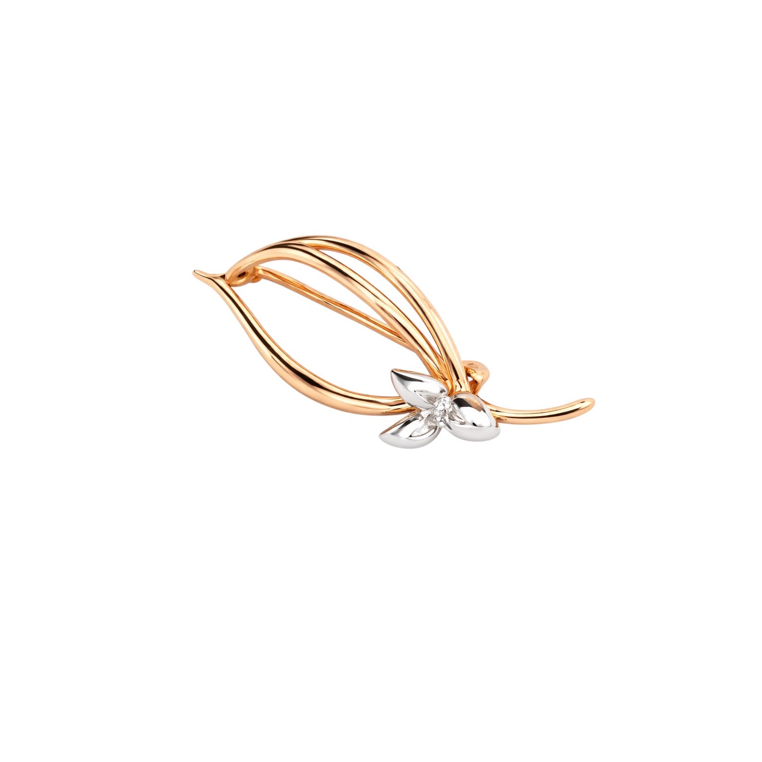 Rose gold brooch with cubic zirconia - flower