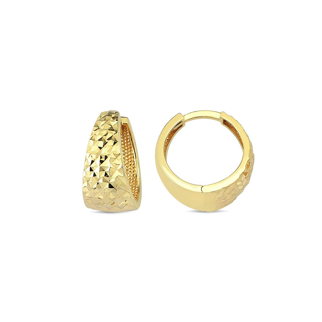 Geltono aukso auskarai - graviruotos rinkutės