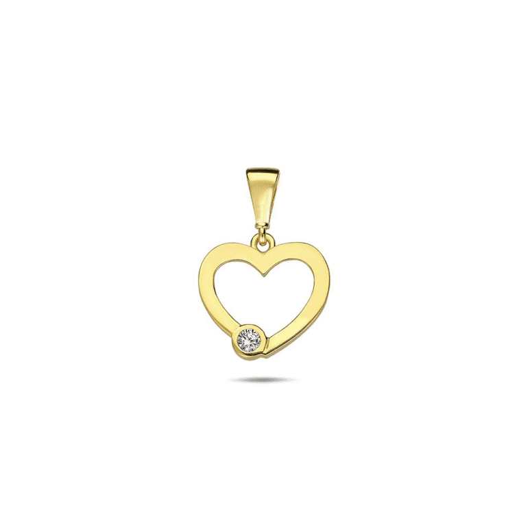 Geltono aukso pakabukas su cirkonio akute - širdelė