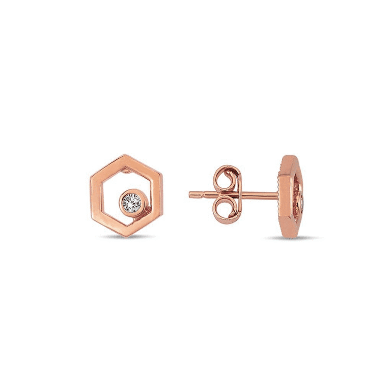 Rose gold stud earrings with cubic zirconia