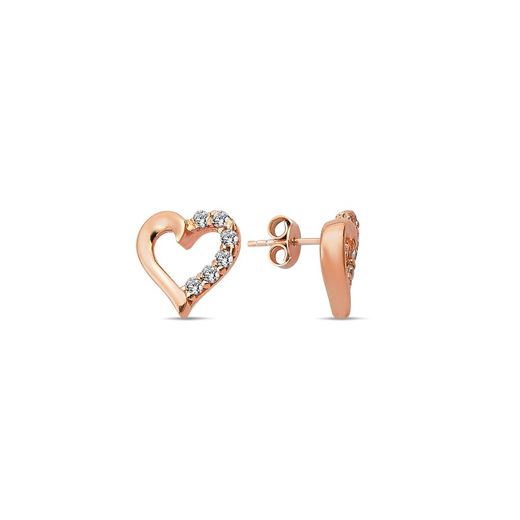 Rose gold heart earrings with cubic zirconia