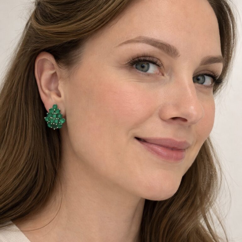 Sidabriniai Auskarai Su Agatu