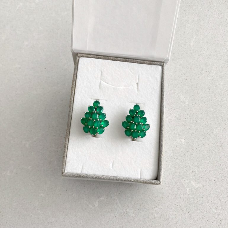 Sterling silver earrings with green agate