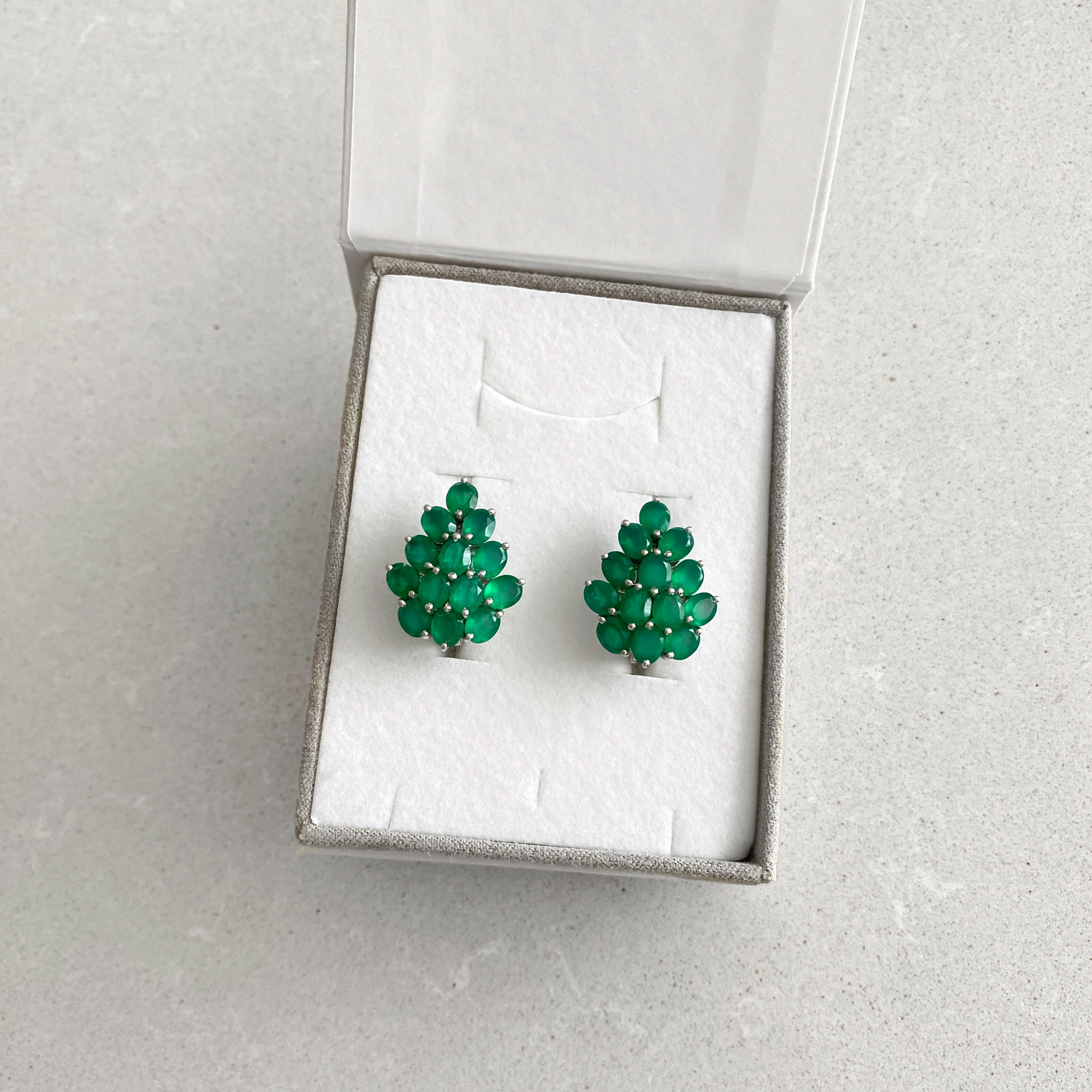 Sterling silver earrings with green agate