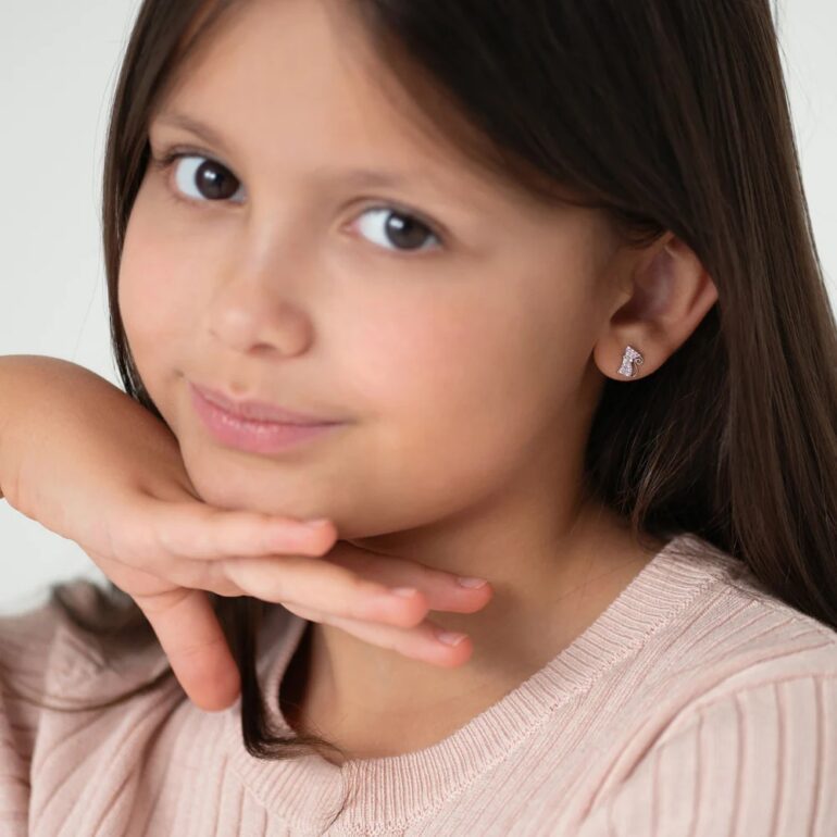 Sterling silver kitty cat earrings for kids