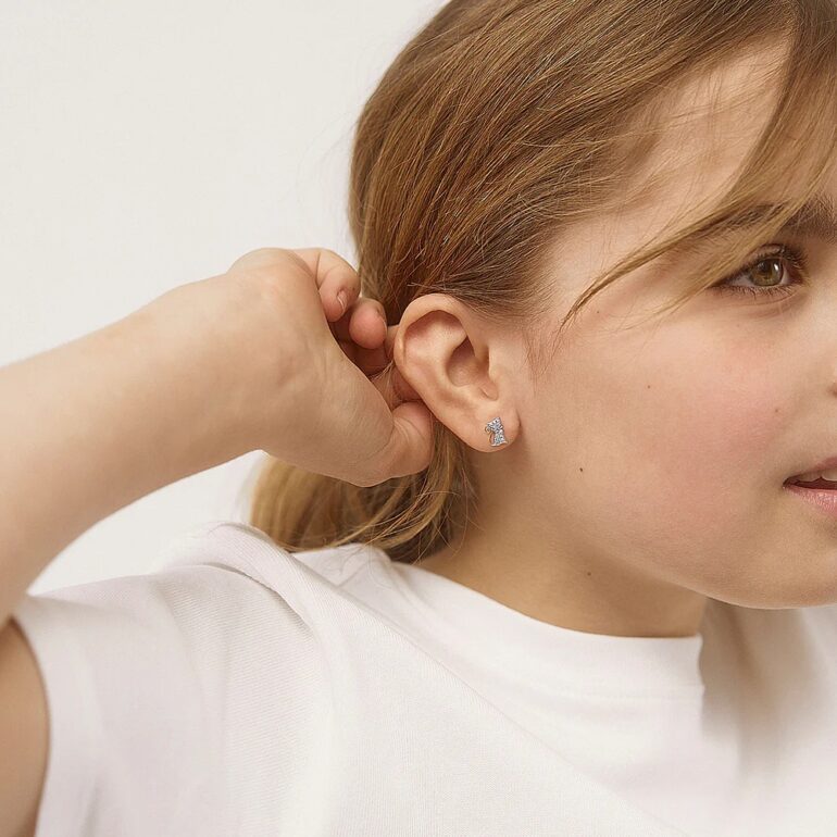 Sterling silver kitty cat earrings for kids