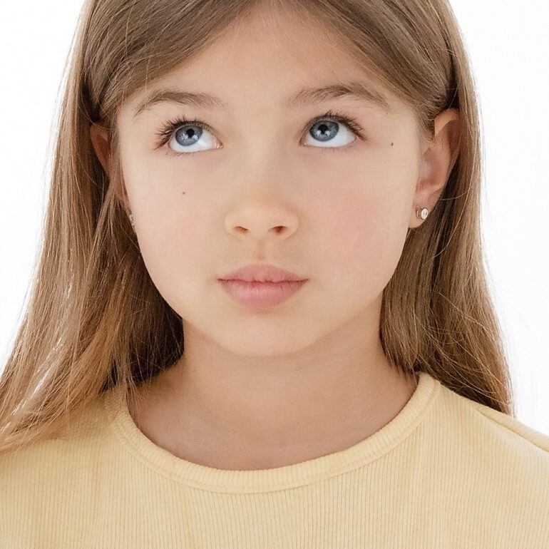 Sterling silver screw backs kids earrings with cubic zirconia