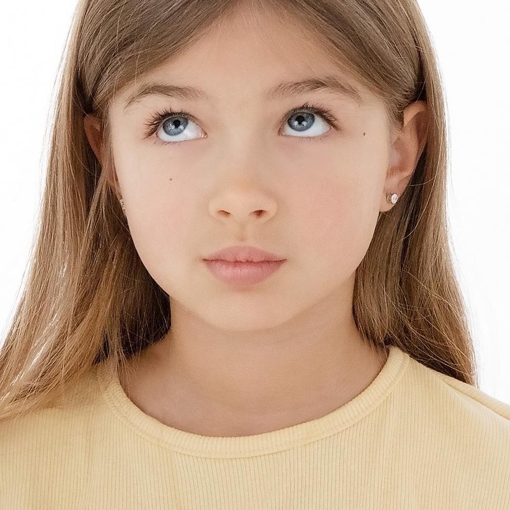 Sterling silver screw backs kids earrings with cubic zirconia