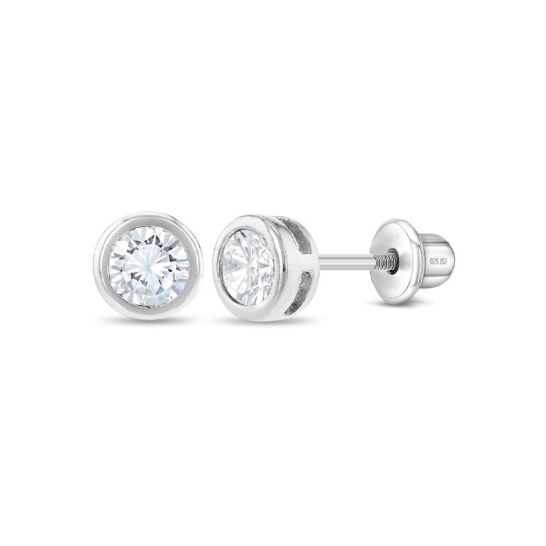 Sterling Silver Kids Earrings With Cubic Zirconia