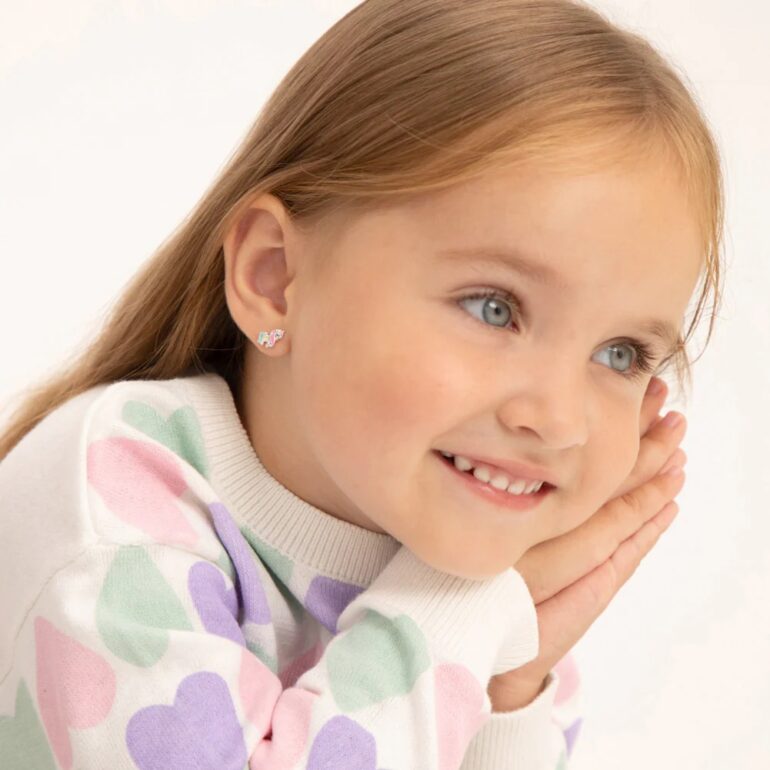 Sterling silver earrings for kids - "Miss Unicorn"
