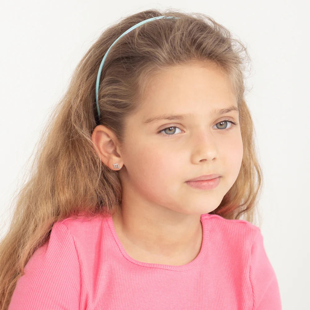 Sterling silver earrings for kids – zodiac sign Scorpio