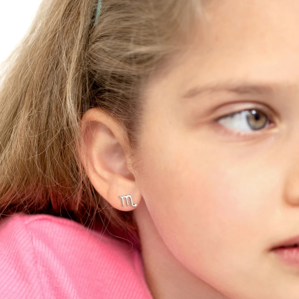 Sterling silver earrings for kids – zodiac sign Scorpio