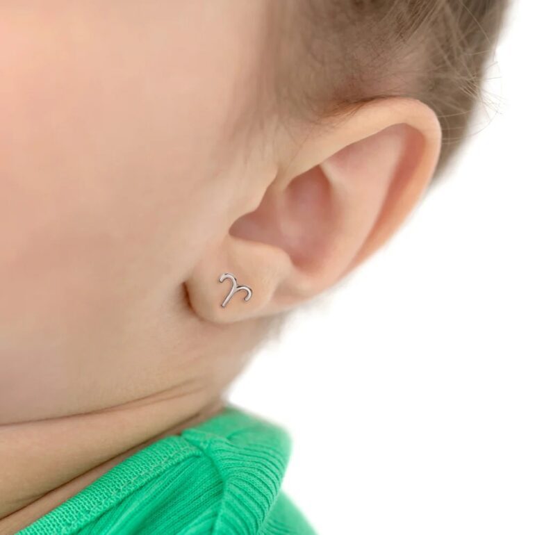Sterling silver earrings for kids – zodiac sign Aries