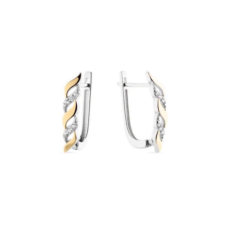 Auksu Dengti Sidabriniai Auskarai Su Cirkoniais