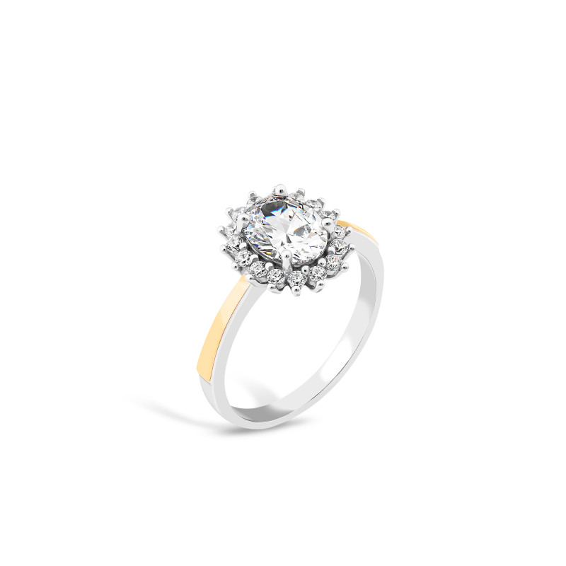Gold plated sterling silver ring with cubic zirconia