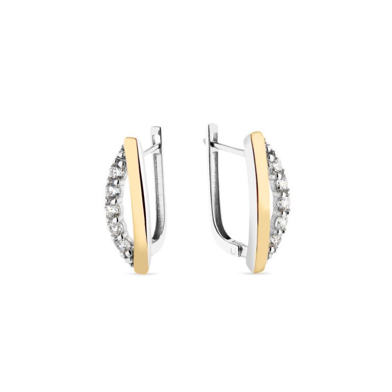 Auksu Dengti Sidabriniai Auskarai Su Cirkoniais