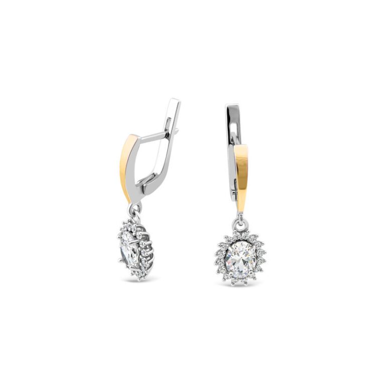 Auksu dengti sidabriniai auskarai su cirkoniais