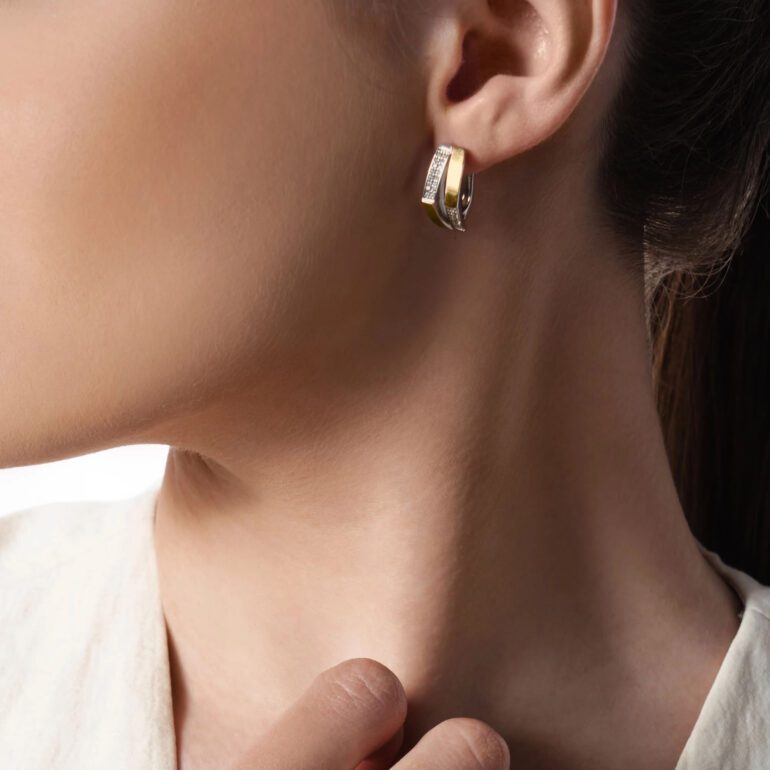 Auksu dengti sidabriniai auskarai su cirkoniais