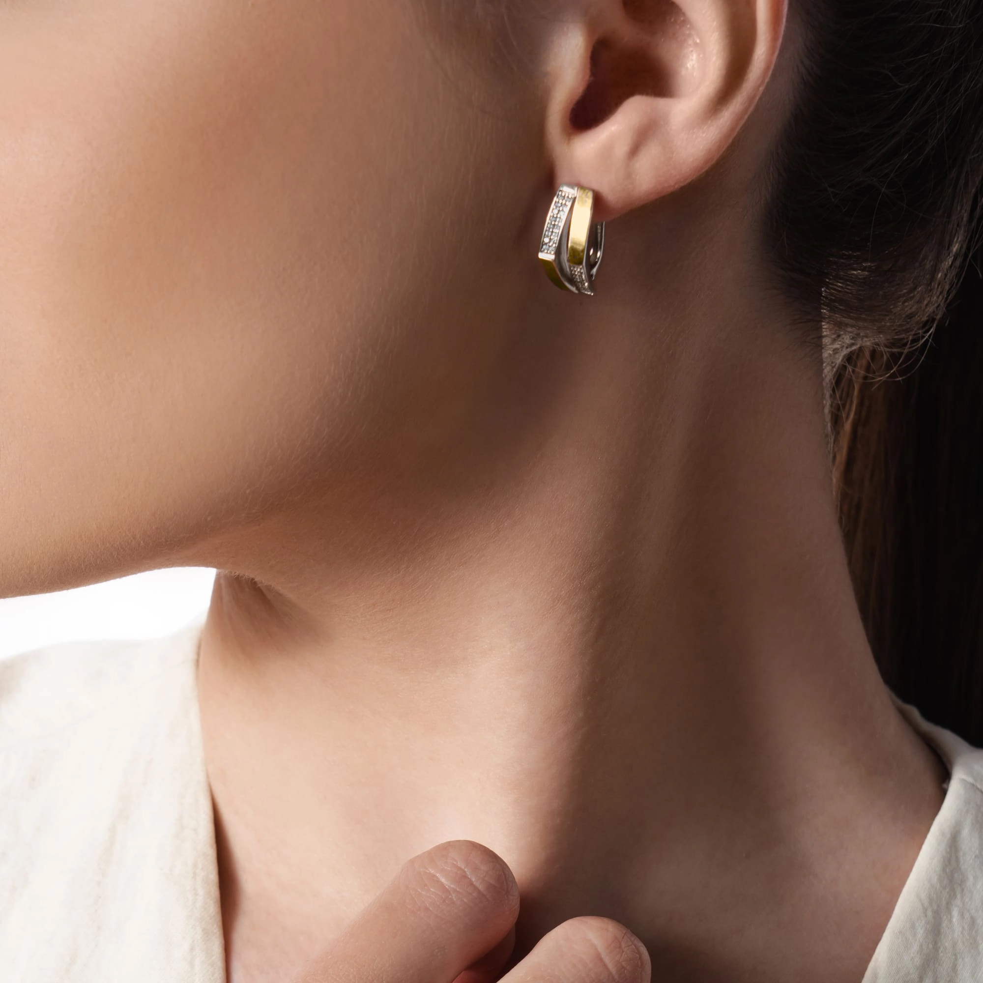 Auksu dengti sidabriniai auskarai su cirkoniais