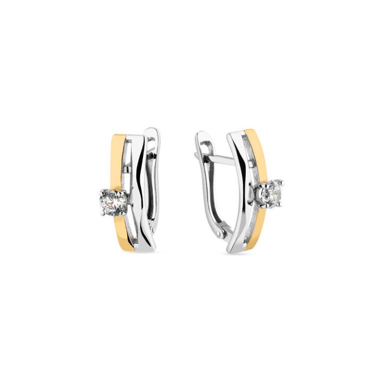 Gold Plated Sterling Silver Earrings With Cubic Zirconia