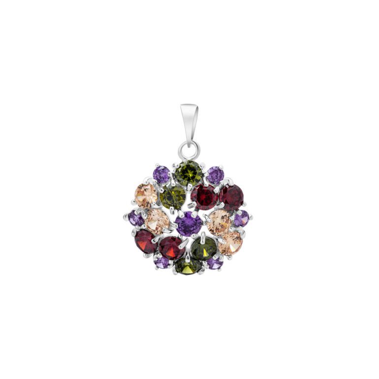 Sidabrinis pakabukas su spalvotais cirkoniais