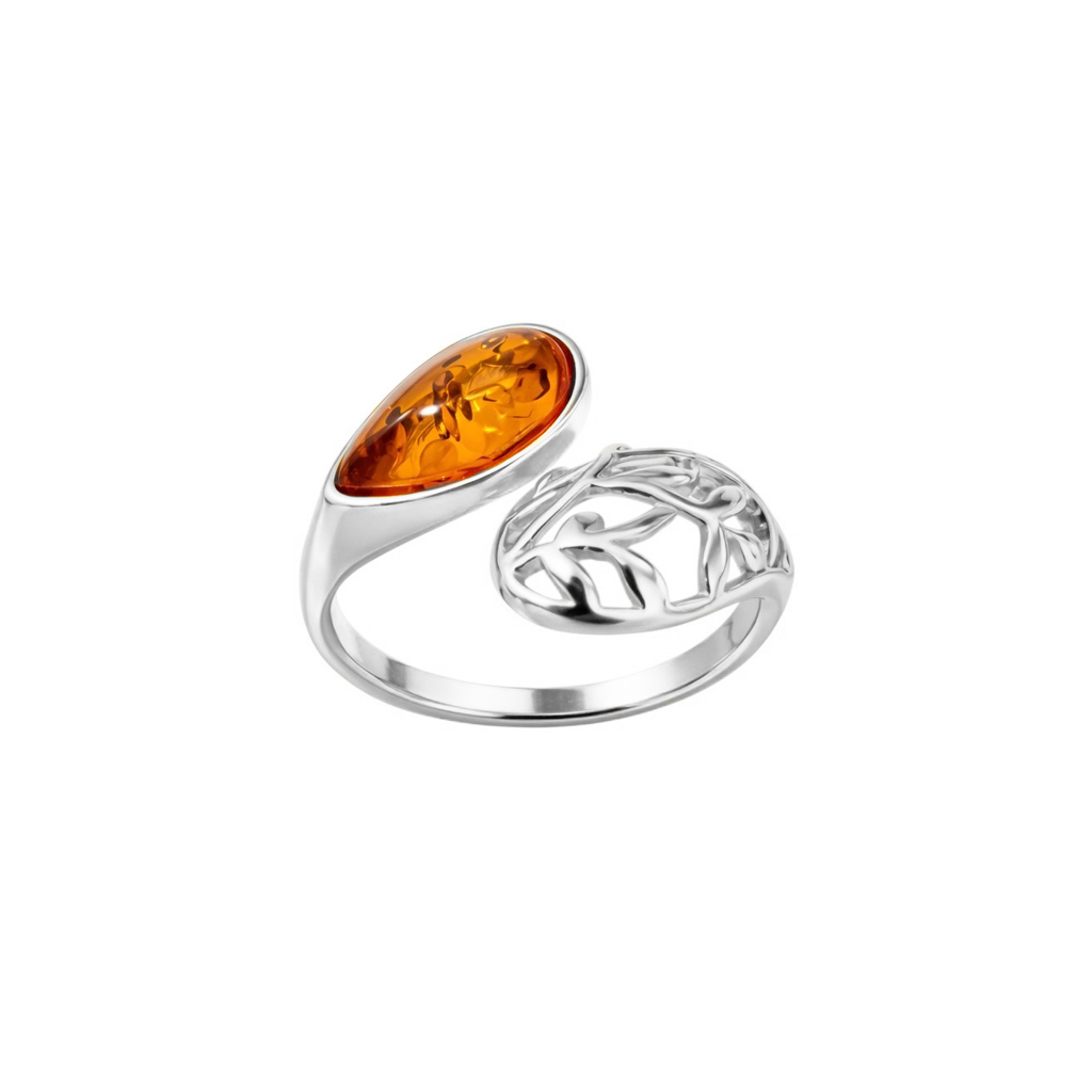Sterling silver ring with amber