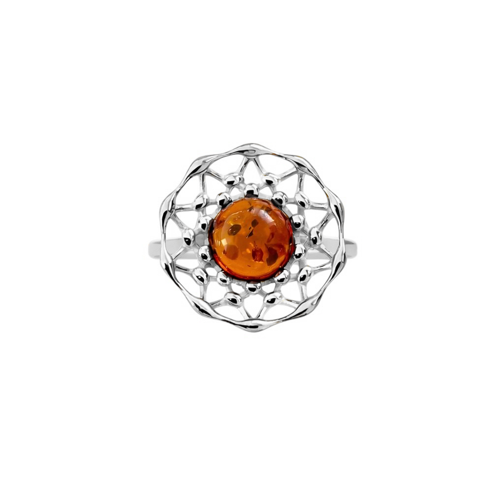 Sterling silver ring with amber
