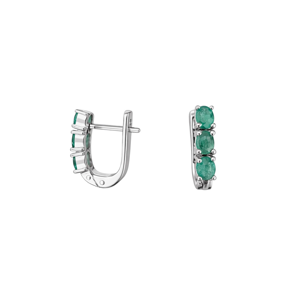 Sidabriniai auskarai su smaragdais