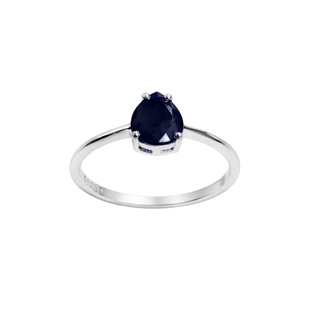 Sterling silver ring with sapphire