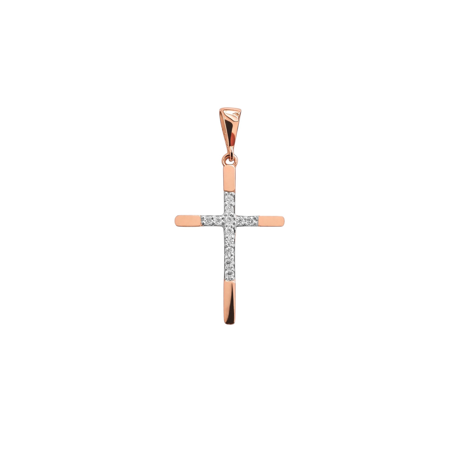 Rose gold cross pendant with diamonds