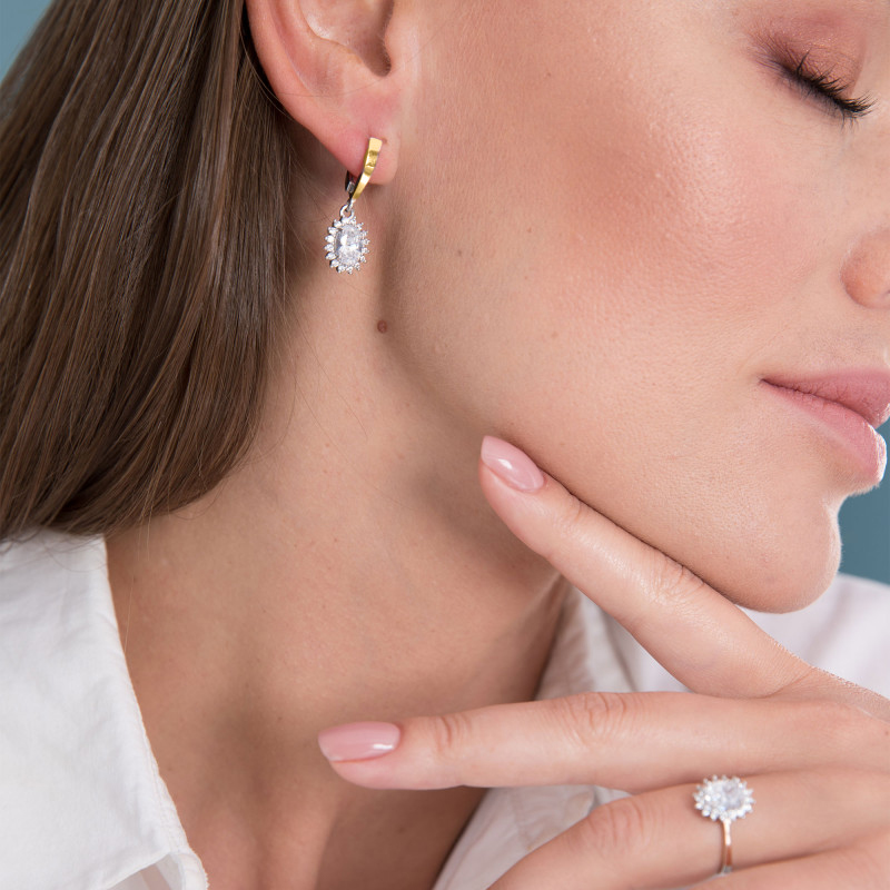 Auksu dengti sidabriniai auskarai su cirkoniais