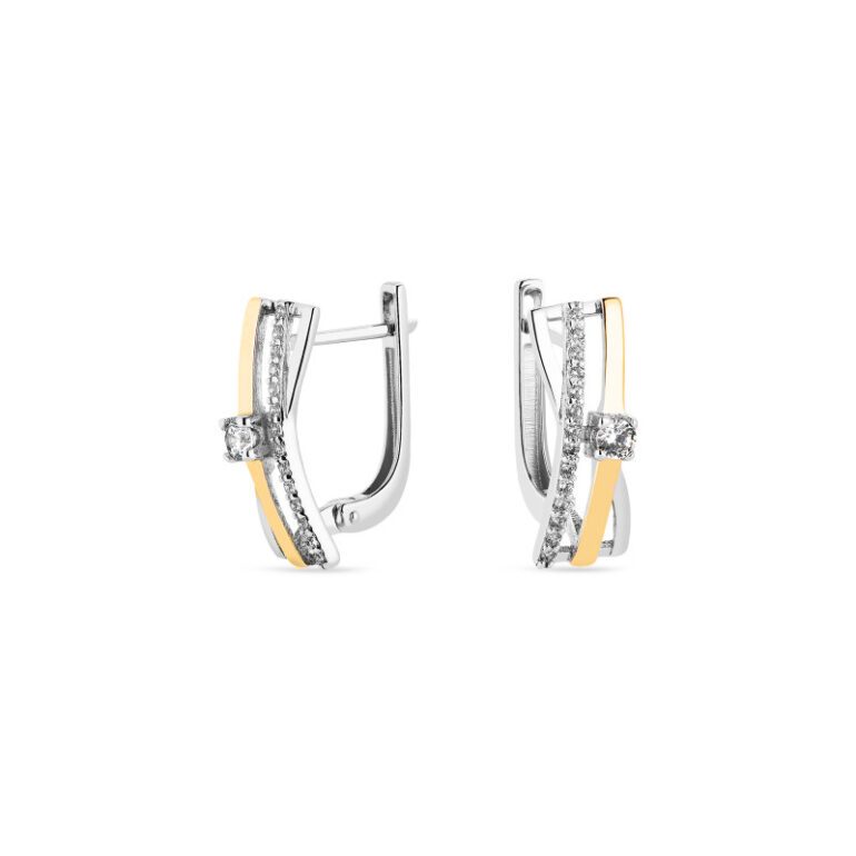 Gold Plated Sterling Silver Earrings With Cubic Zirconia