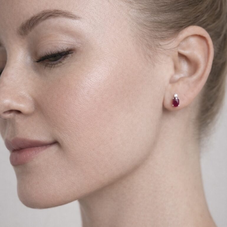 Sidabriniai Auskarai Su Rubinais