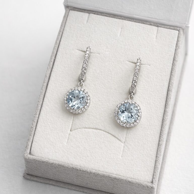 Sterling Silver Earrings With Topaz