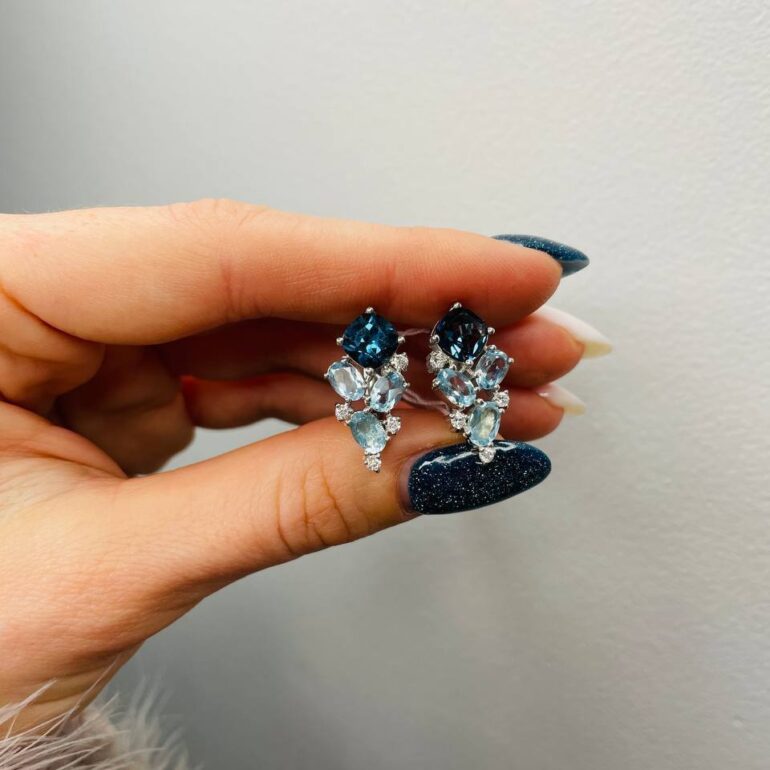 Sidabriniai Auskarai Su Topazais