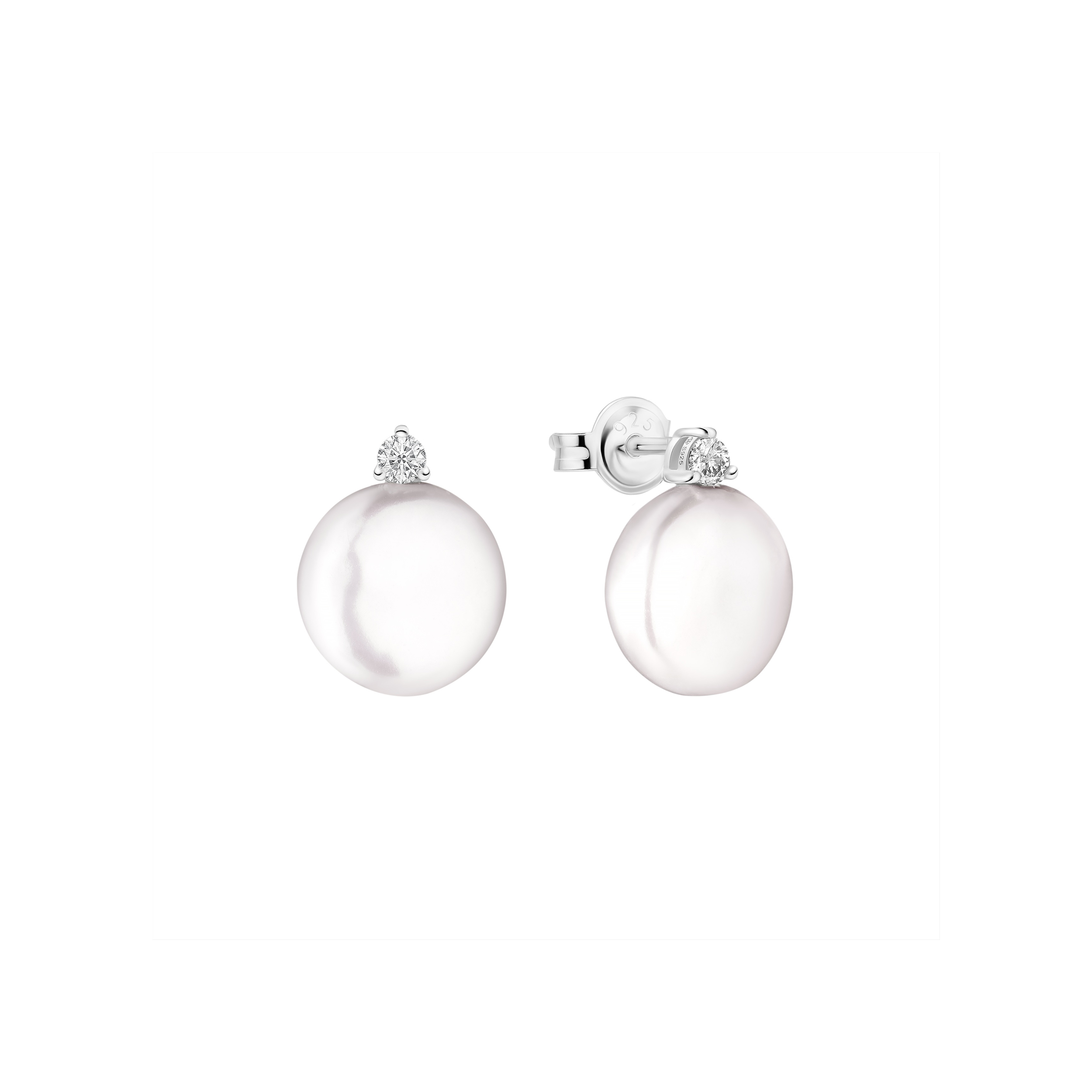 Sterling silver earrings with pearls and cubic zirconia