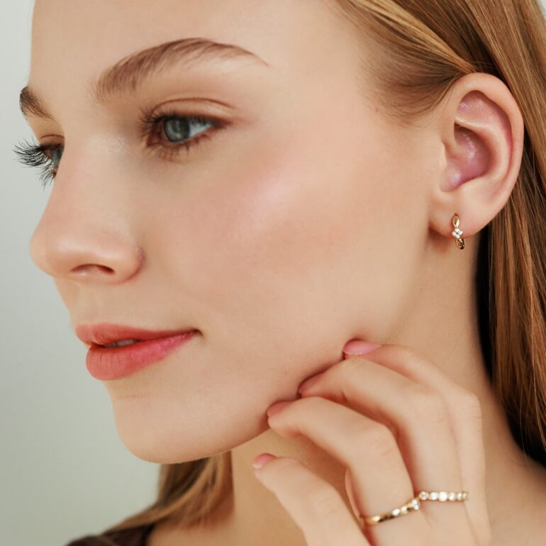 Auksiniai Auskarai Su Cirkoniais - Rinkutės