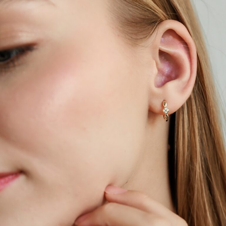 Auksiniai Auskarai Su Cirkoniais - Rinkutės