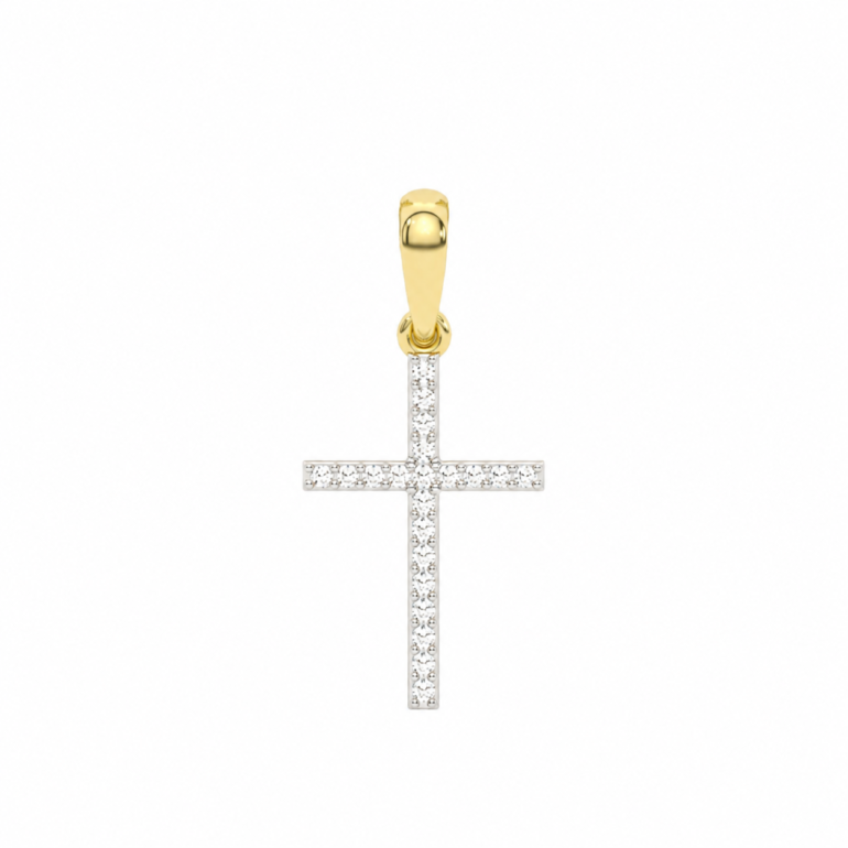 Yellow Gold Cross Pendant With Diamonds